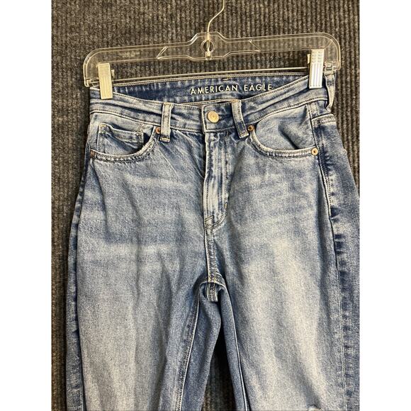 American Eagle Womens Strigid Mom Jeans Size 00 Distressed Blue Medium Wash - Picture 3 of 9